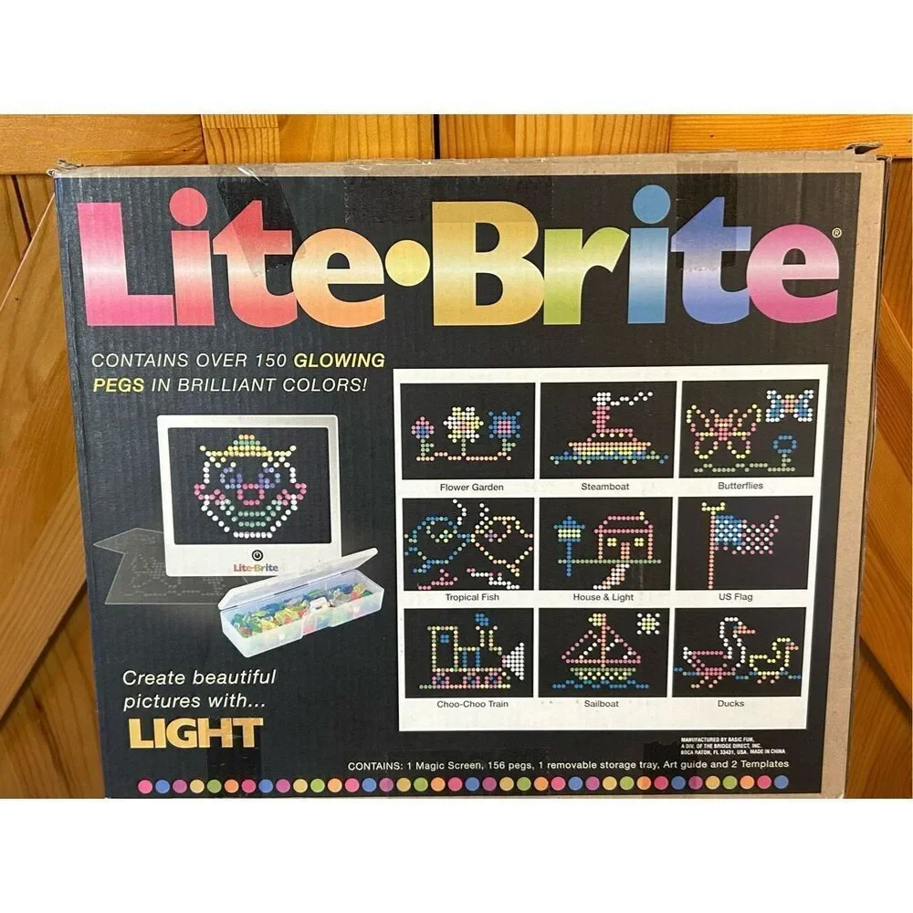 LITE-BRITE Magic Screen Set 156 Pegs & 2 Templates Light Bright Box new in open